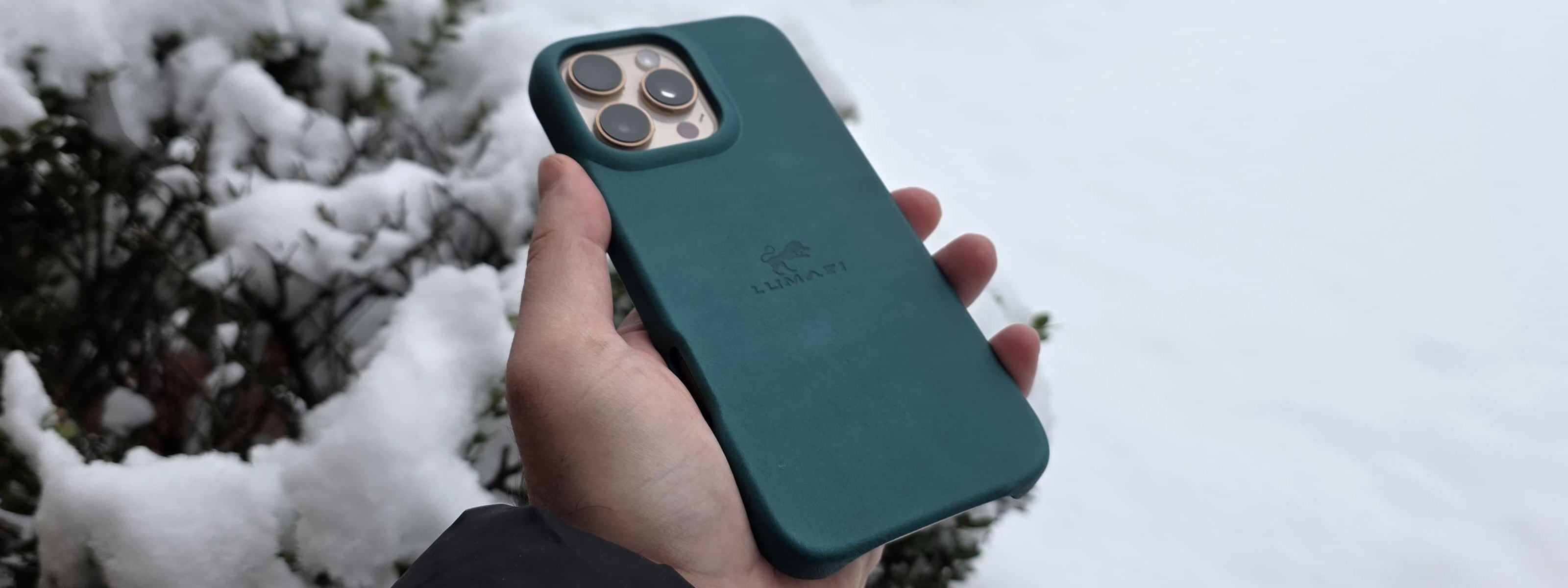 LUMAZI Pharaonic Turquoise handmade, full-grain leather iPhone 16 Pro Max case.
