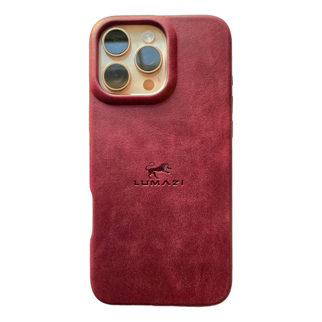 Red burgundy maroon cover iPhone leather LUMAZI