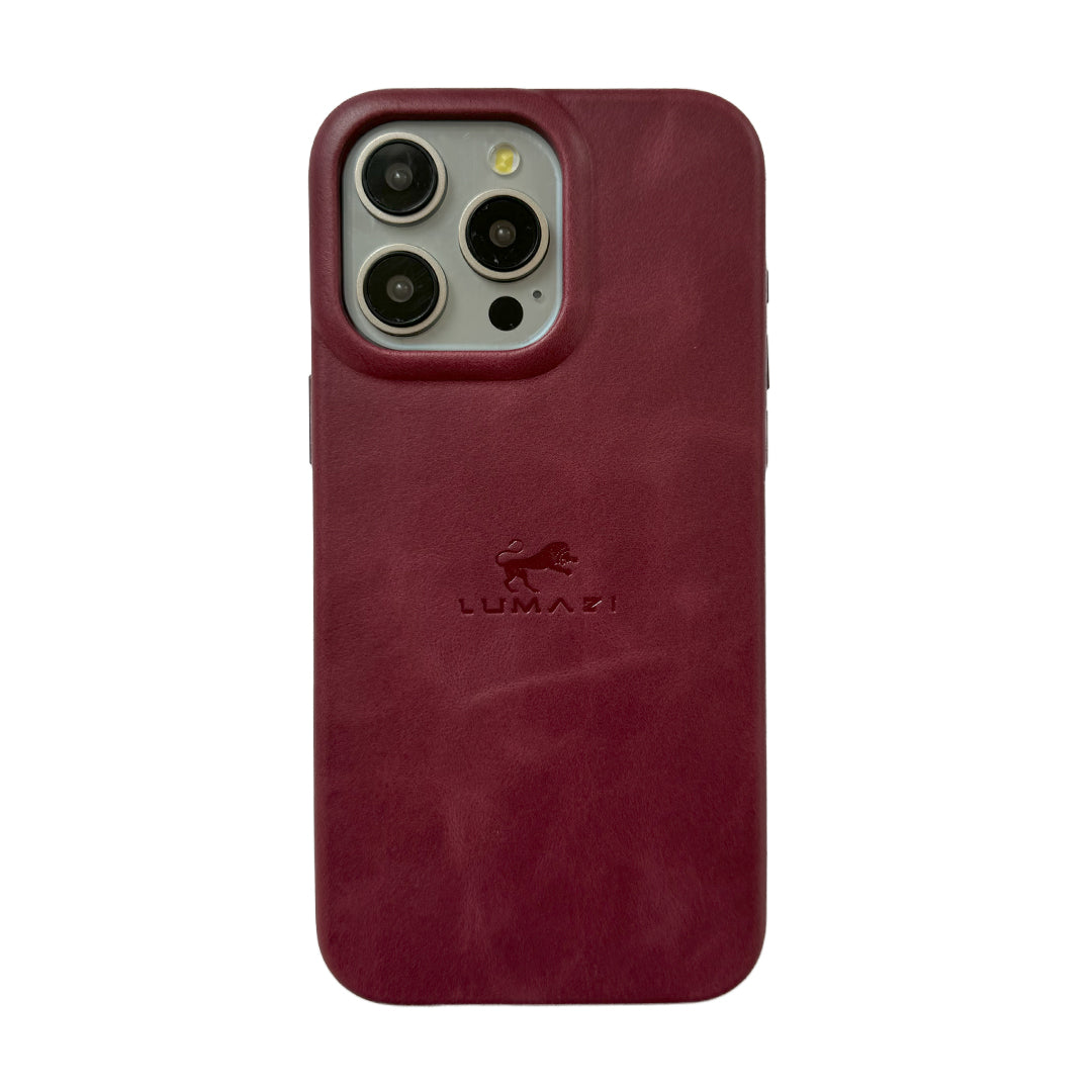 leather case cover iphone premium full grain red burgundy dark maroon pomegranate magsafe