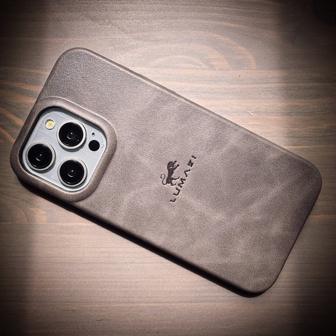 leather case cover iphone premium full grain taupe tan magsafe LUMAZI