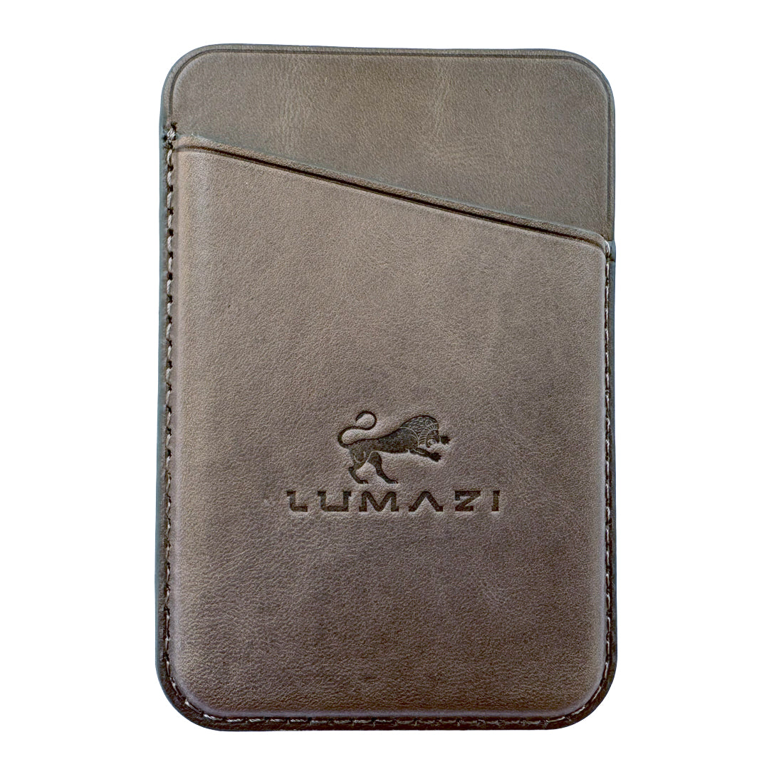 lumazi leather magsafe wallet card holder full grain premium taupe grey apple iphone