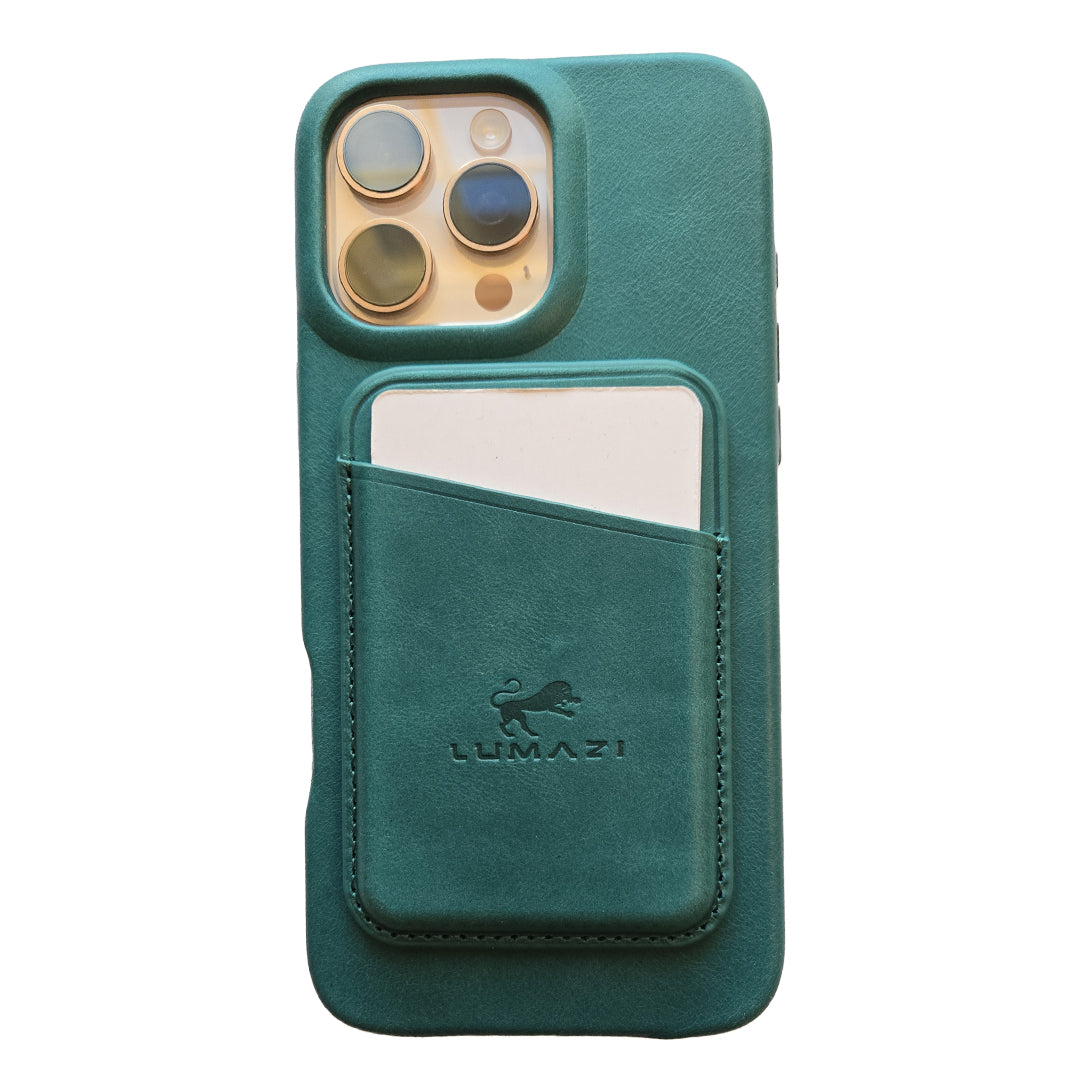 LUMAZI Pharaonic Turquoise leather green blue greenish bluish teal iPhone cover wallet card holder