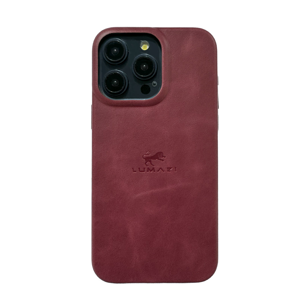 leather case cover iphone premium full grain red burgundy dark maroon pomegranate magsafe